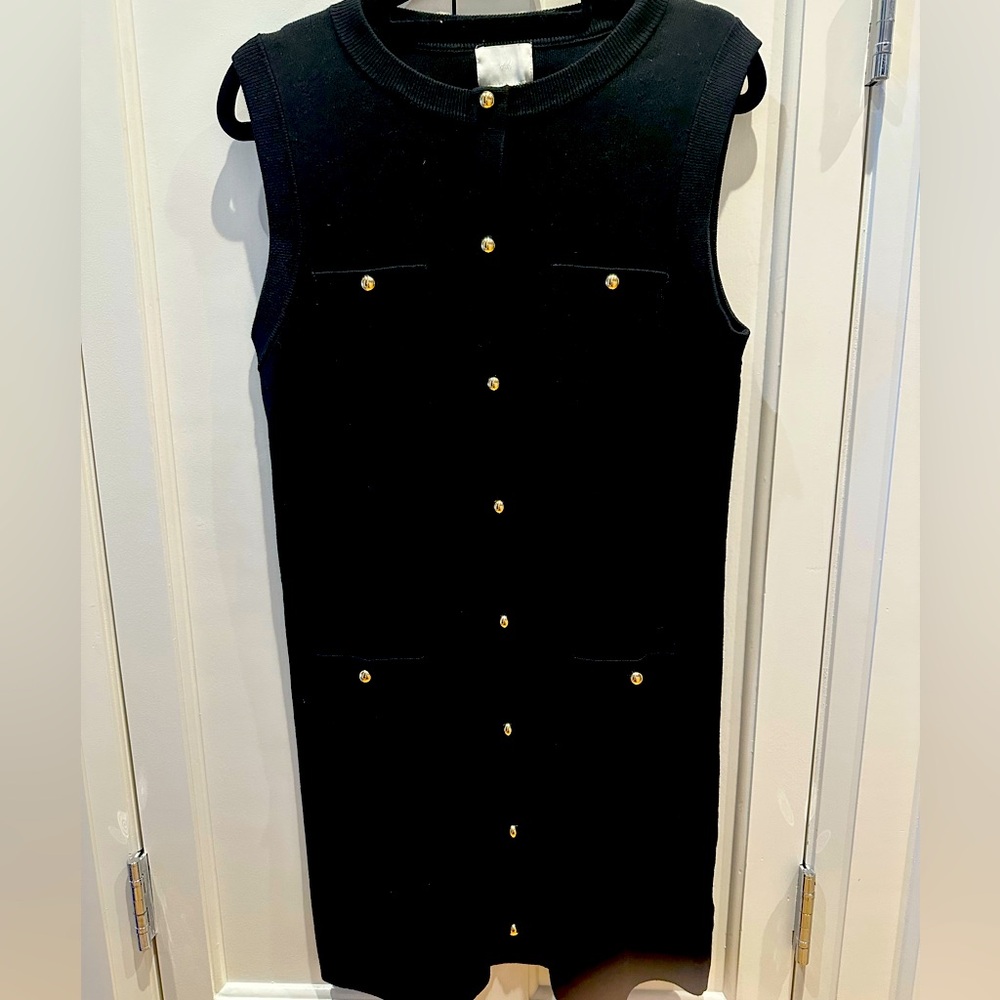 H&M sleeveless black dress with Gold Accents